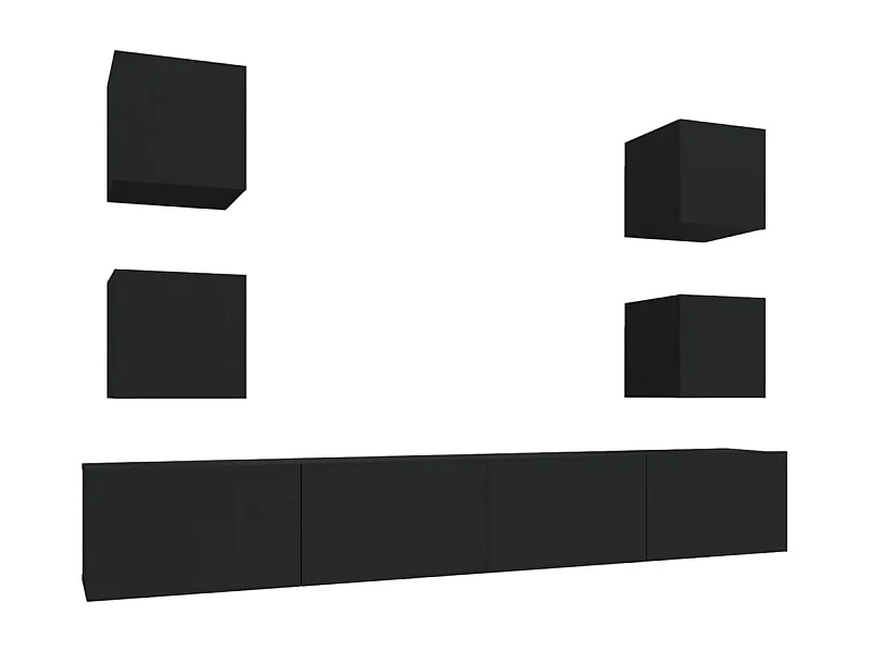 Azra  Ensemble de meubles TV 6 pcs Noir Bois d'ingénierie