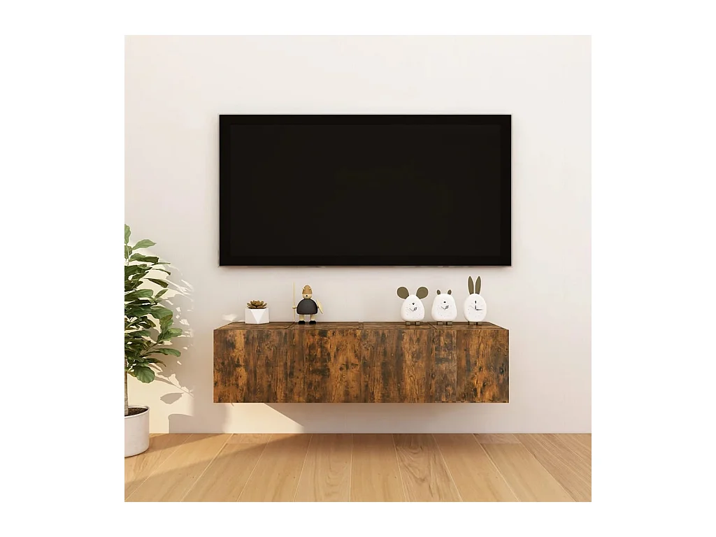 Ahakista  Muebles para TV de pared 4 uds roble ahumado 30,5x30x30 cm