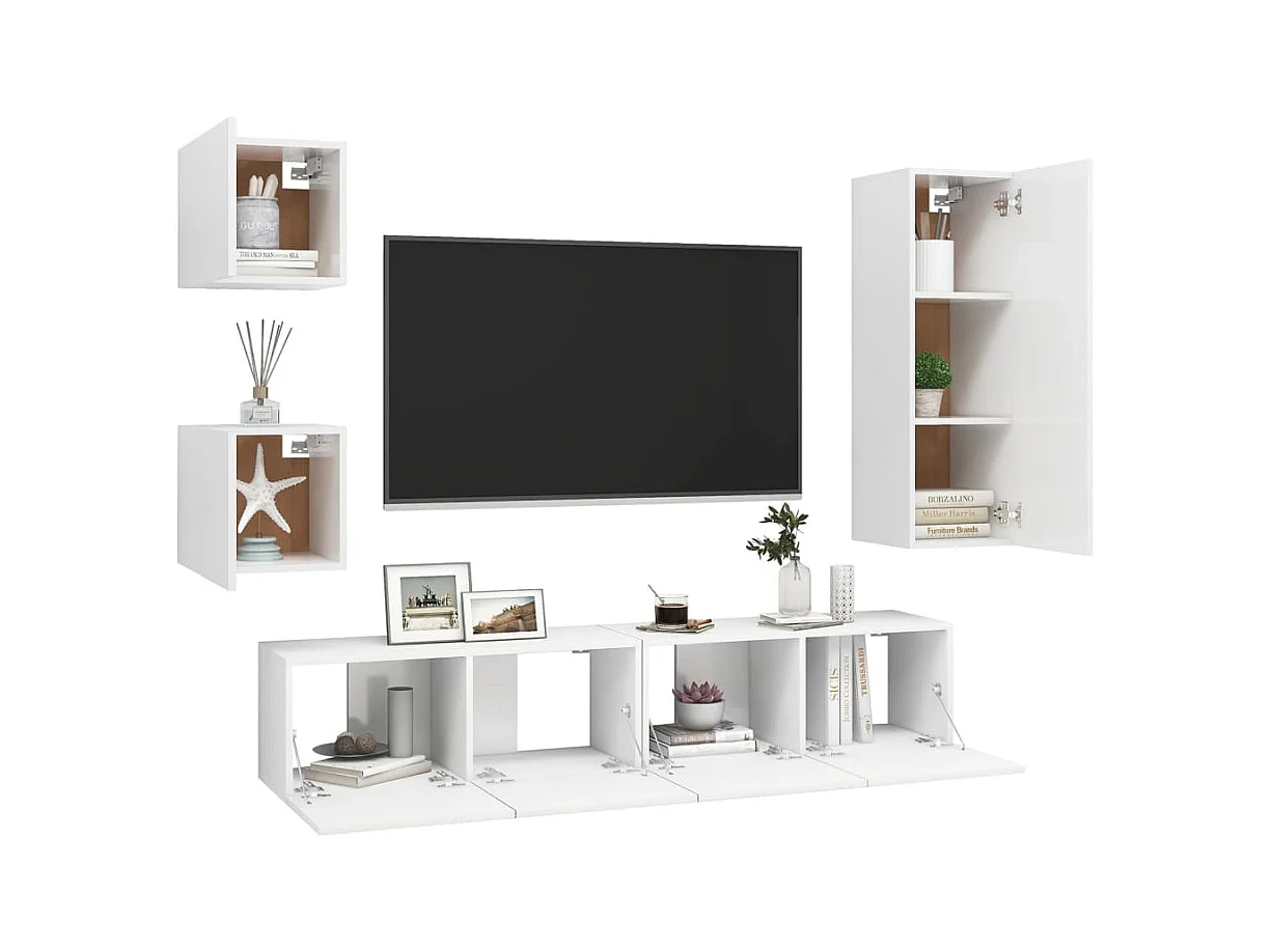 Wheat Ridge  Ensemble de meubles TV 5 pcs Blanc Bois d'ingénierie