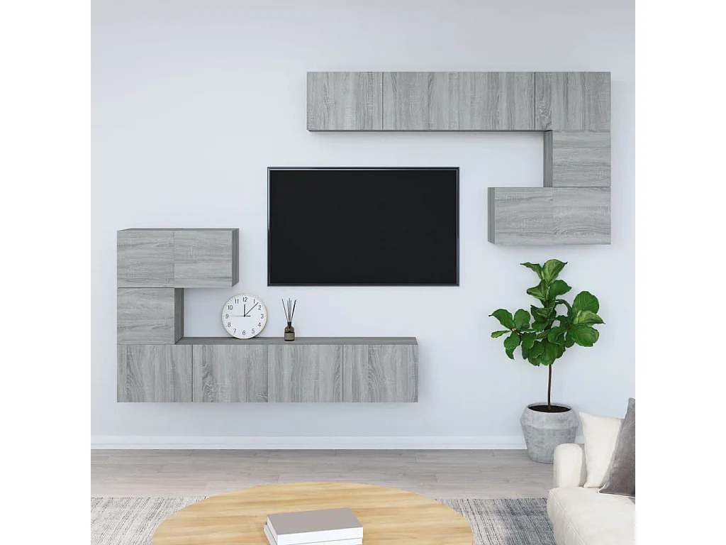 Cedvar  Mueble de pared para TV madera contrachapada gris sonoma