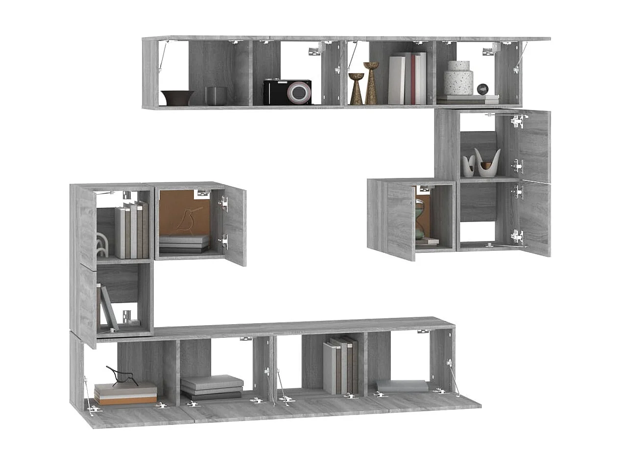 Cedvar  Mueble de pared para TV madera contrachapada gris sonoma