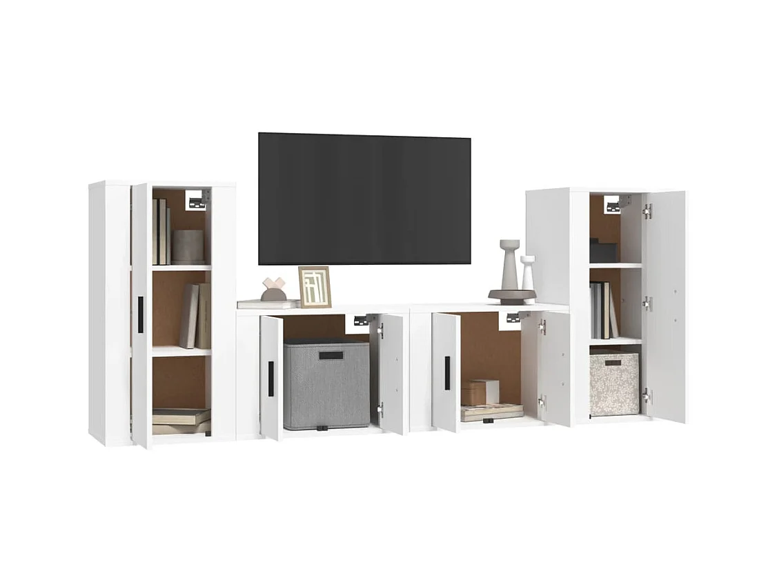 Marcus  Ensemble de meubles TV 4 pcs Blanc Bois d'ingénierie