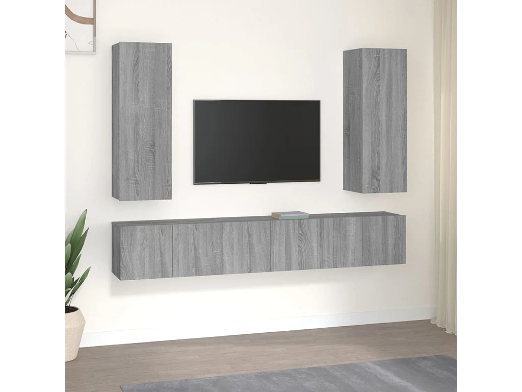 Cloverport  Set de muebles para TV 5 pzas madera contrachapada gris Sonoma