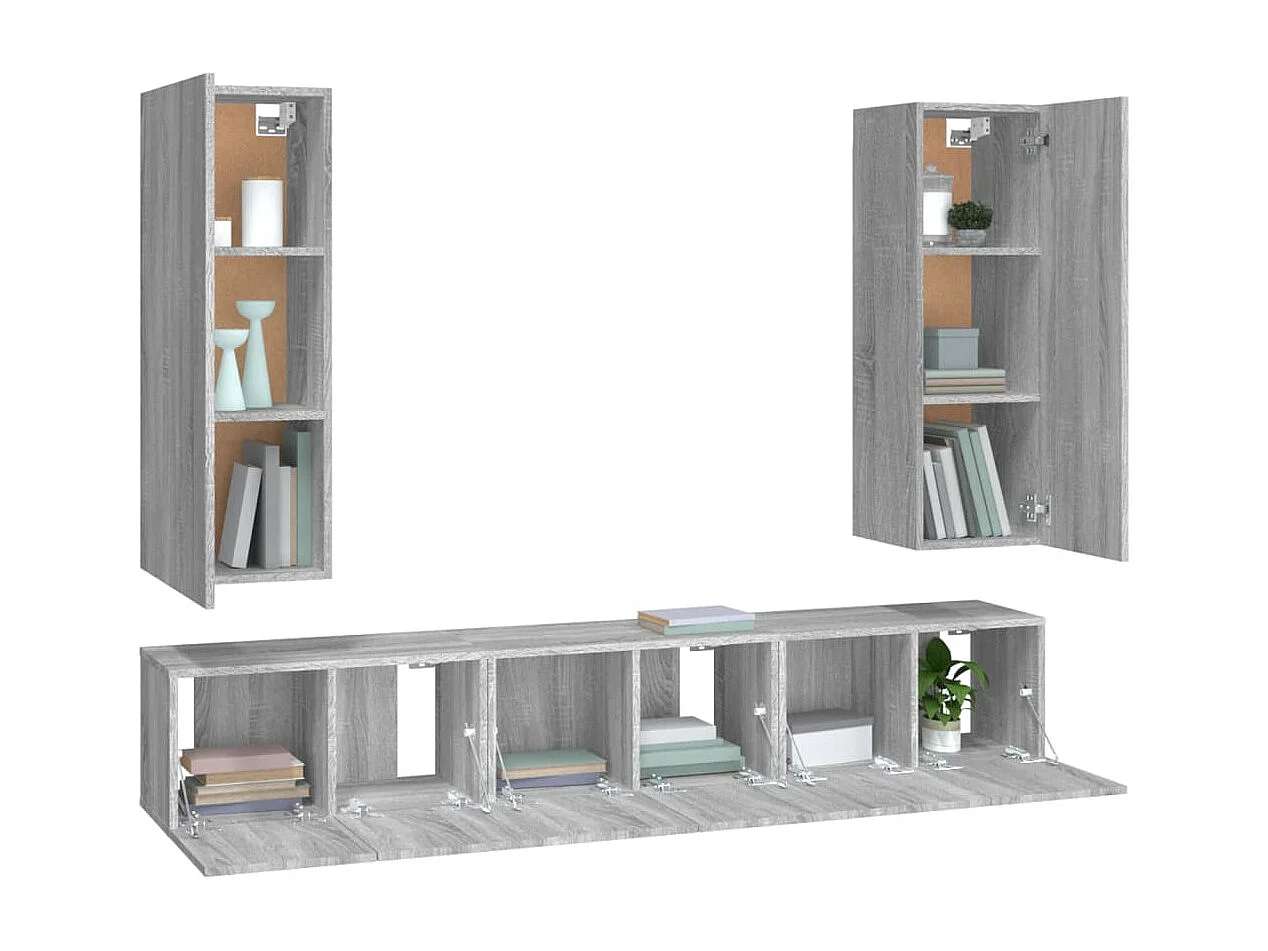 Cloverport  Set de muebles para TV 5 pzas madera contrachapada gris Sonoma