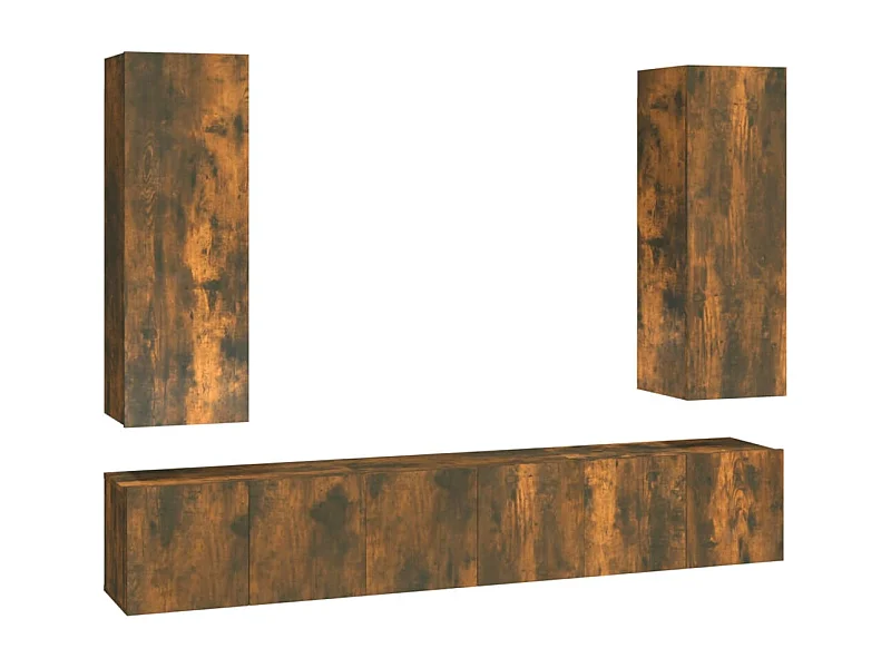 Cloverport  Ensemble de meubles TV 5 pcs Chêne fumé Bois d'ingénierie
