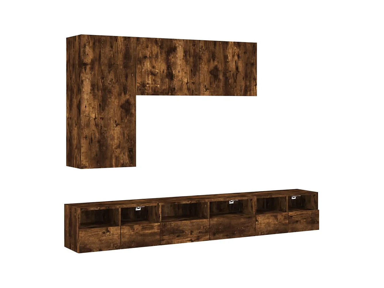 Idran  Armoires murales TV 5 pcs chêne fumé bois d'ingénierie