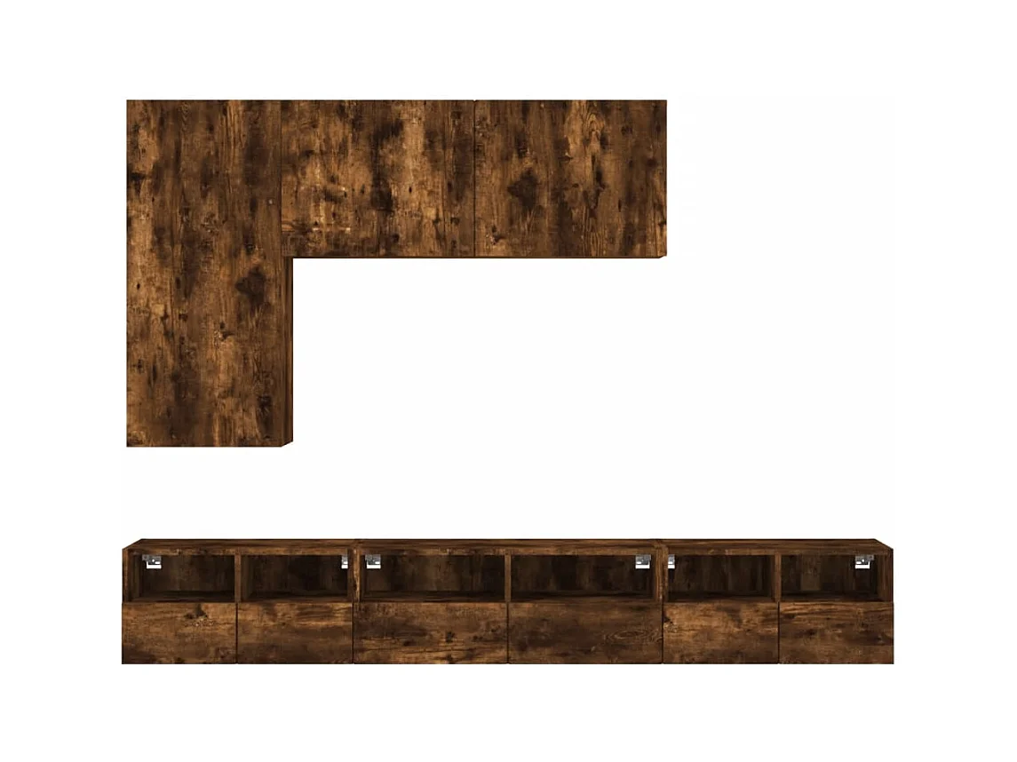 Idran  Armoires murales TV 5 pcs chêne fumé bois d'ingénierie