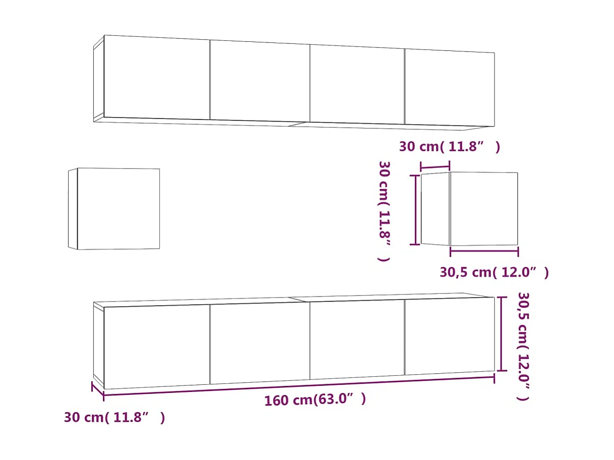 Hollola  Set de muebles para TV 6 pzas madera contrachapada gris Sonoma