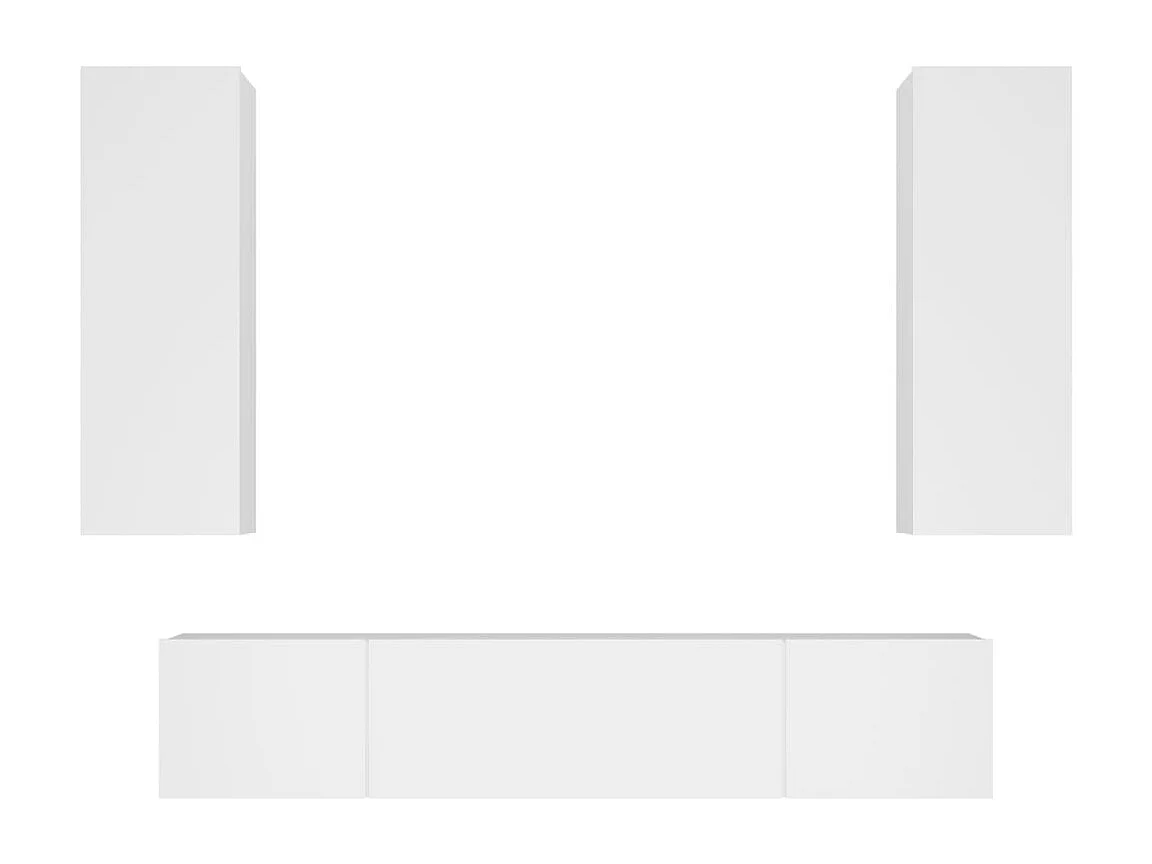 Cloverport  4-delige Tv-meubelset bewerkt hout wit