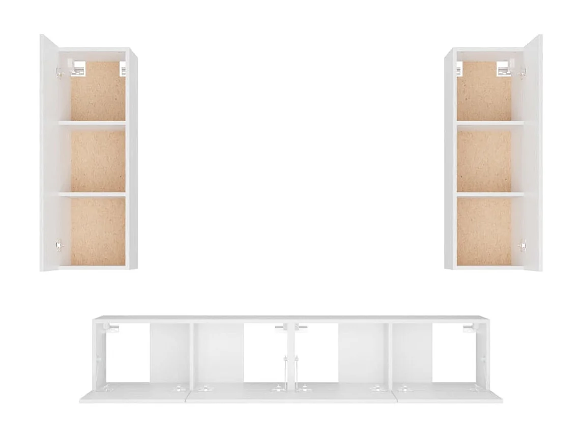 Cloverport  4-delige Tv-meubelset bewerkt hout wit