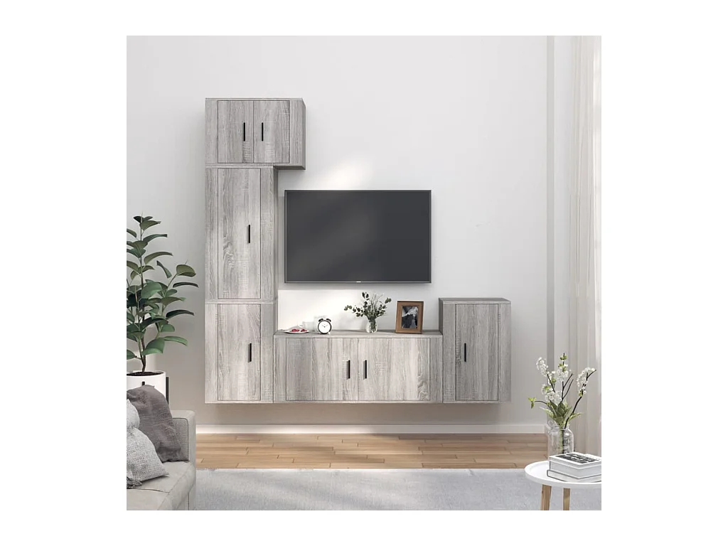 Tamira  Ensemble de meubles TV 5 pcs Sonoma gris Bois d'ingénierie