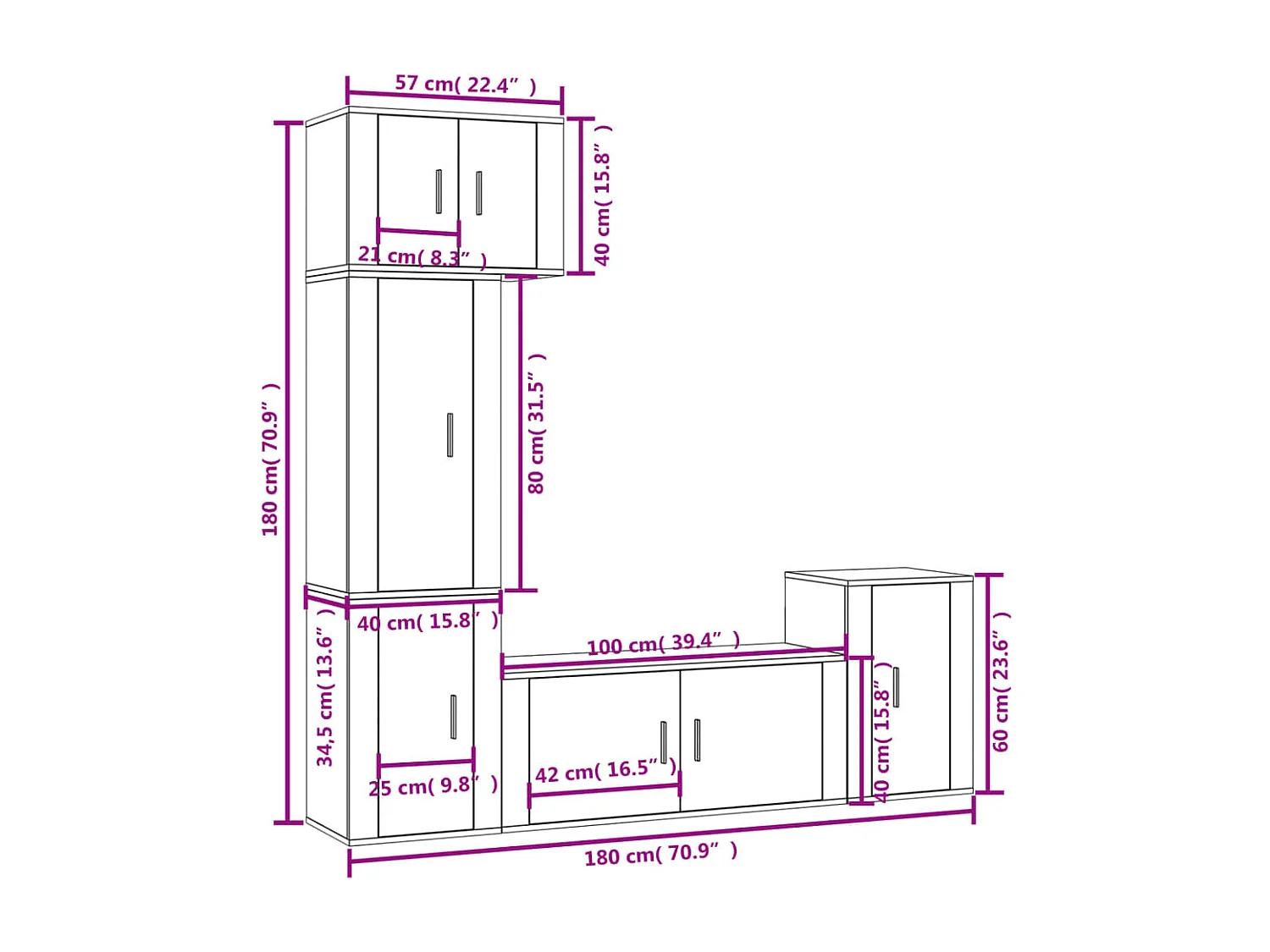 Tamira  Ensemble de meubles TV 5 pcs Sonoma gris Bois d'ingénierie