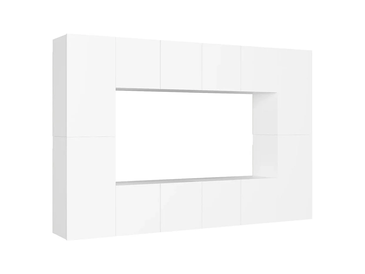 Beltsville  Ensemble de meubles TV 8 pcs Blanc Bois d'ingénierie