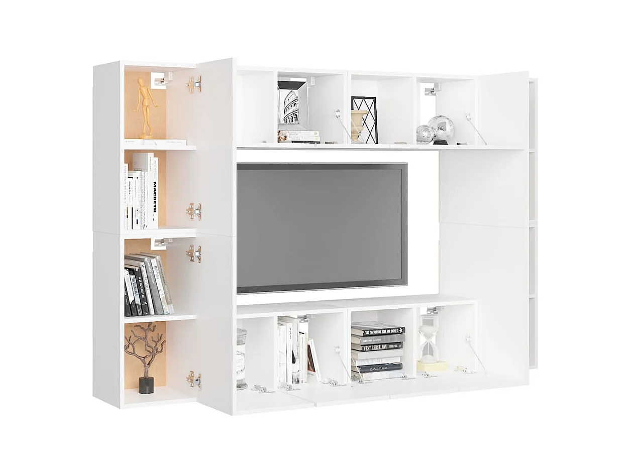 Beltsville  Ensemble de meubles TV 8 pcs Blanc Bois d'ingénierie