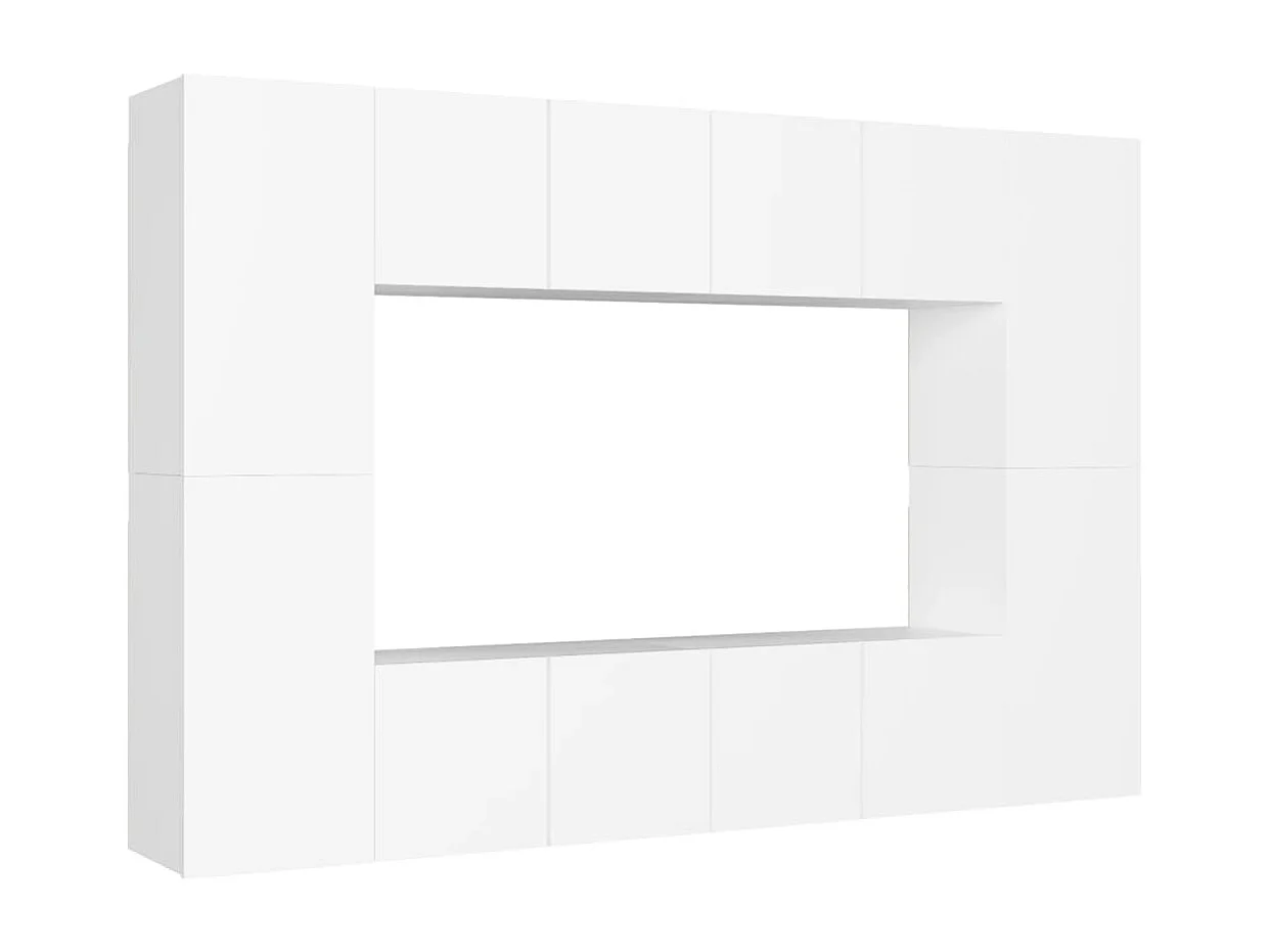 Beltsville  Ensemble de meubles TV 8 pcs Blanc Bois d'ingénierie