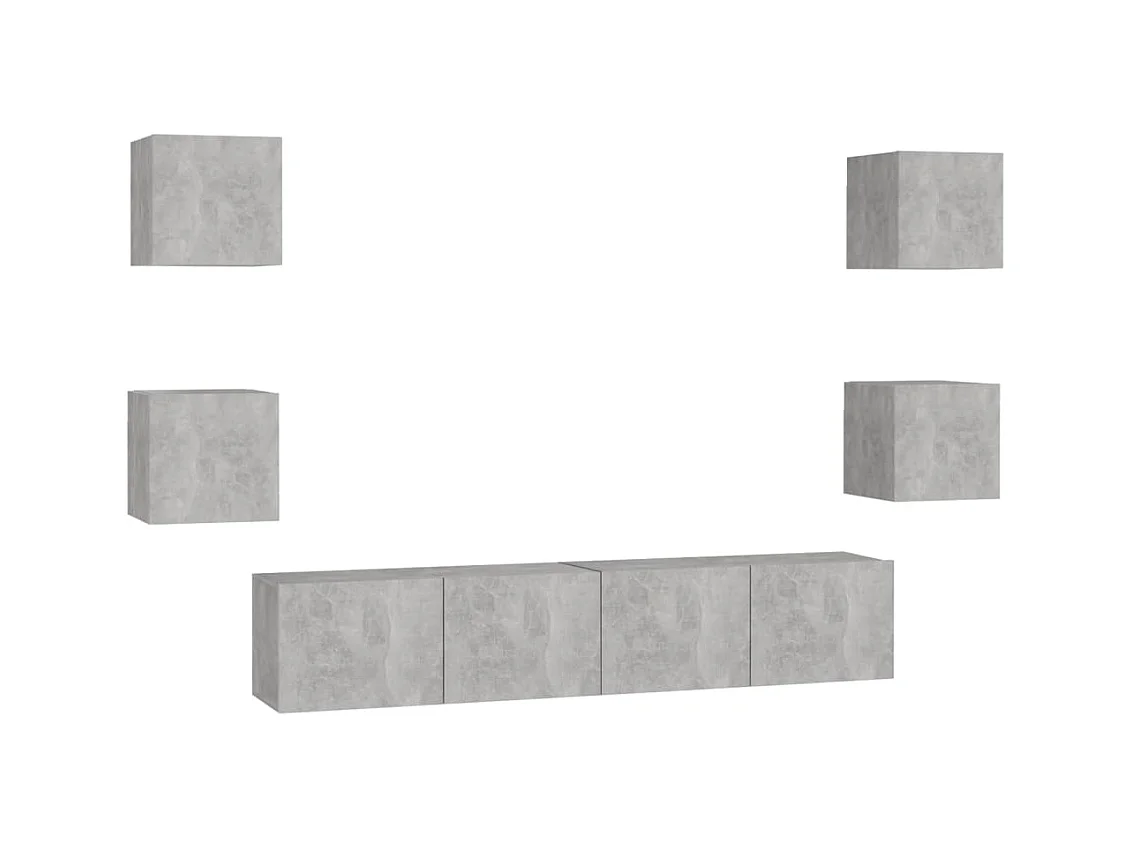 Iseline  6-delige Tv-meubelset bewerkt hout betongrijs