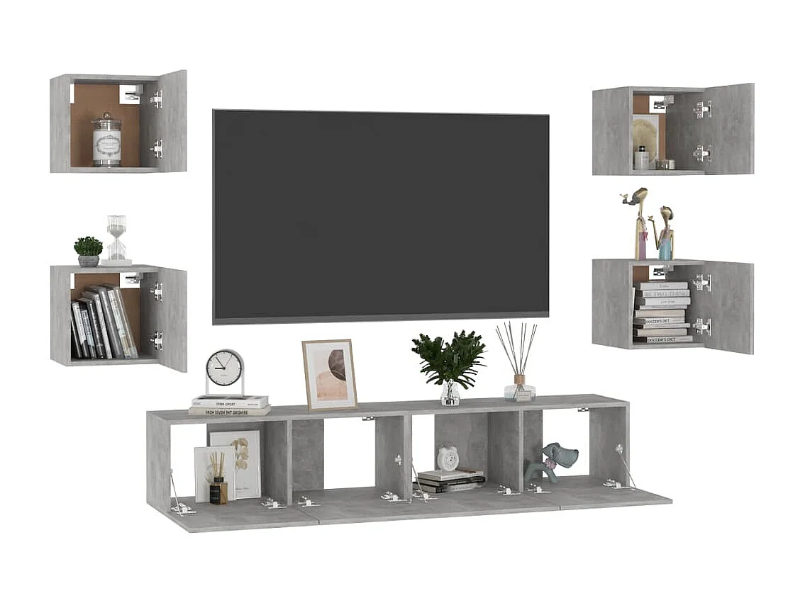 Iseline  Set de muebles de salón 6 pzas madera ingeniería gris hormigón