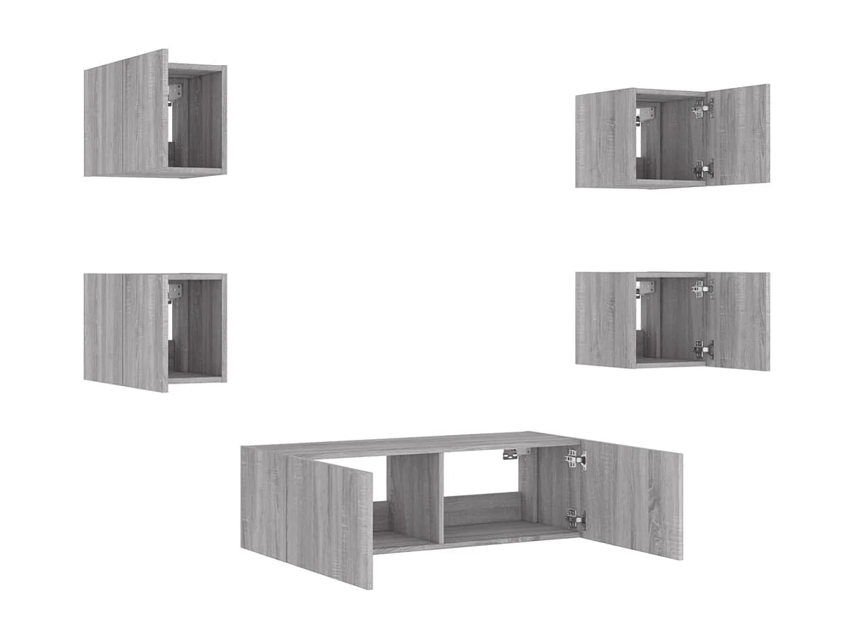 Bellville  Meuble TV muraux 5 pcs avec lumières LED sonoma gris