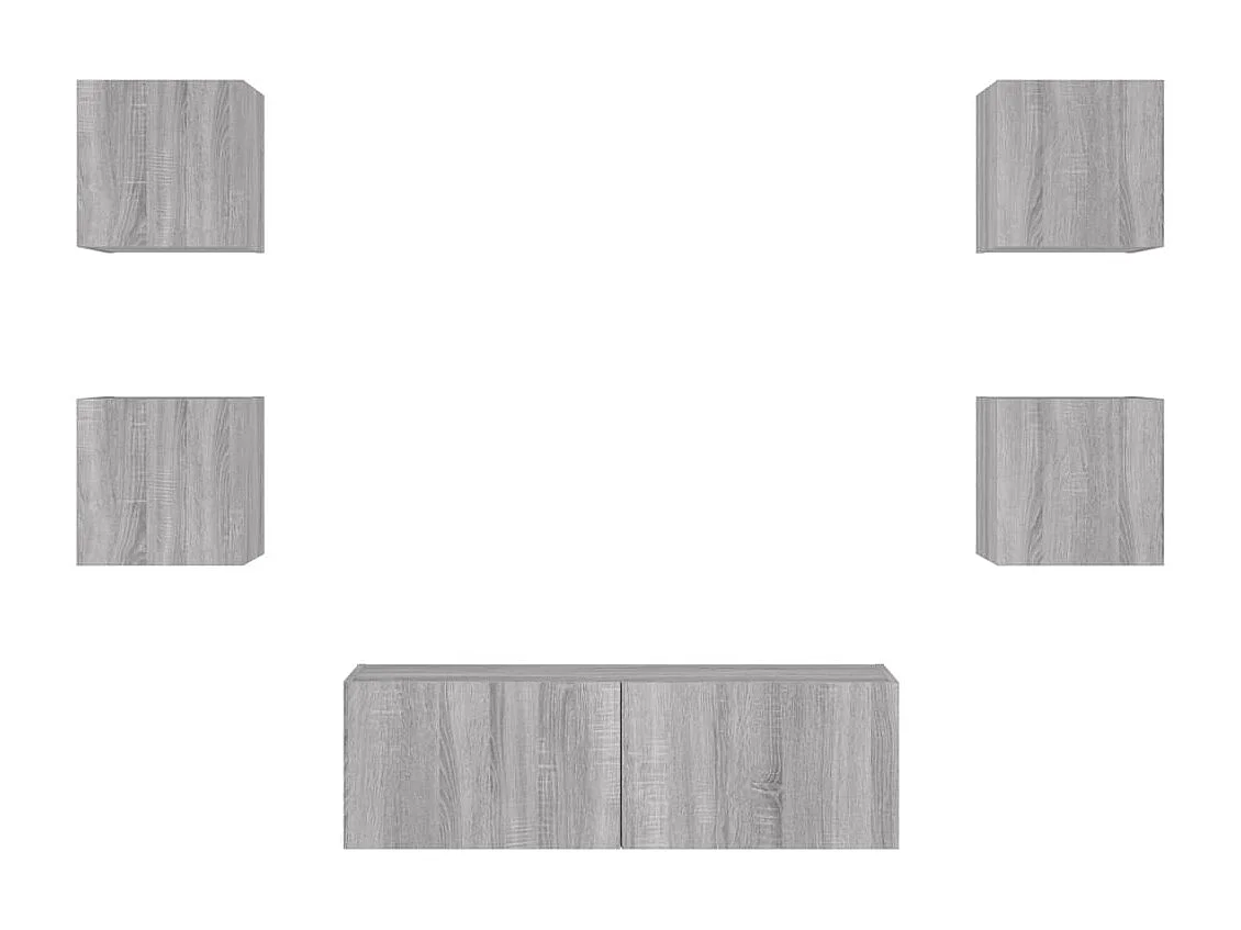 Bellville  Meuble TV muraux 5 pcs avec lumières LED sonoma gris