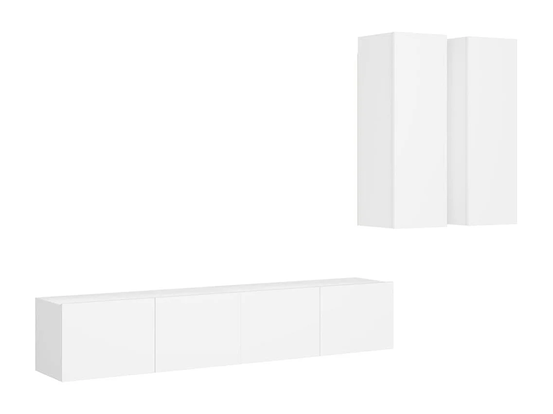 Bethany  Set de muebles de salón TV 4 piezas madera de ingeniería blanco