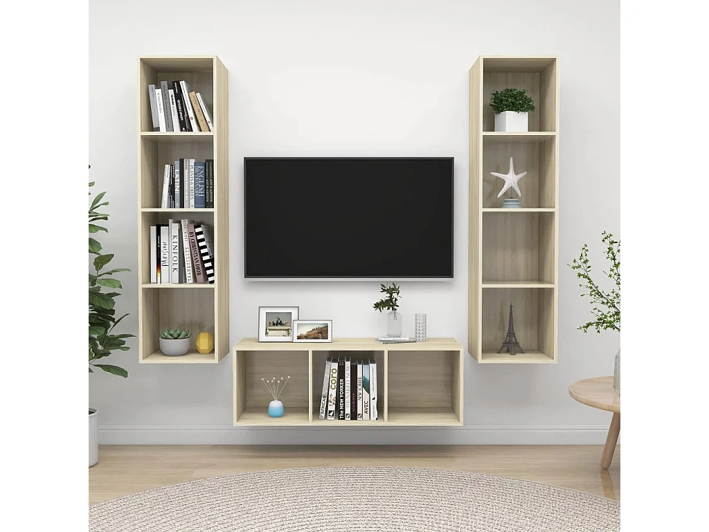 Rochefort  Ensemble de meubles TV 3 pcs Chêne sonoma Bois d'ingénierie