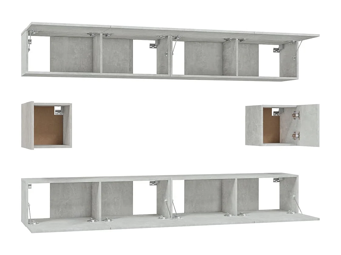 Hollola  Set de muebles de TV 6 pzas madera contrachapada gris hormigón