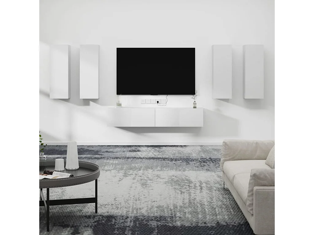 Lunteren  Ensemble de meubles TV 6 pcs Blanc Bois d'ingénierie
