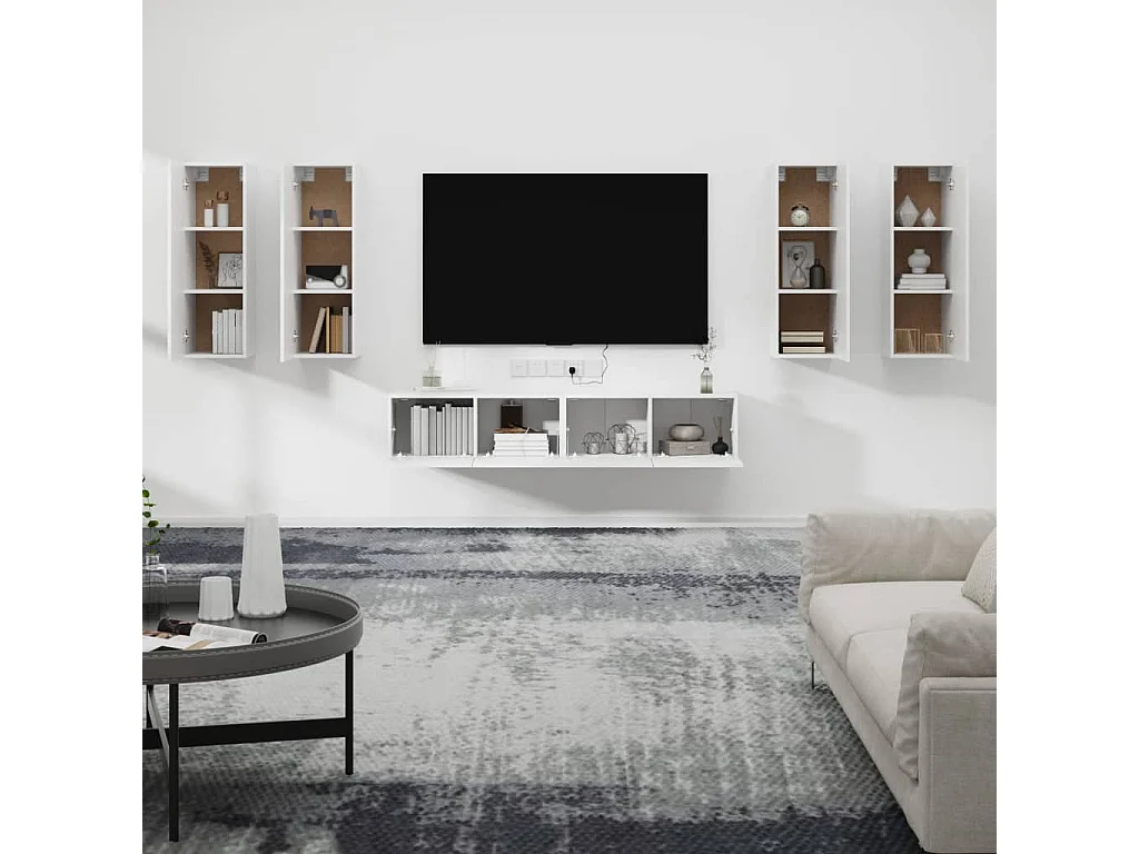 Lunteren  Ensemble de meubles TV 6 pcs Blanc Bois d'ingénierie