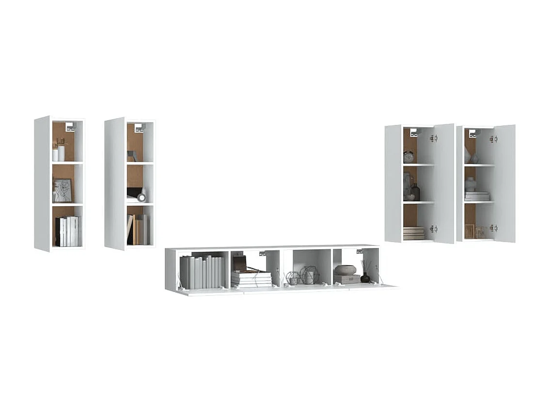 Lunteren  Ensemble de meubles TV 6 pcs Blanc Bois d'ingénierie