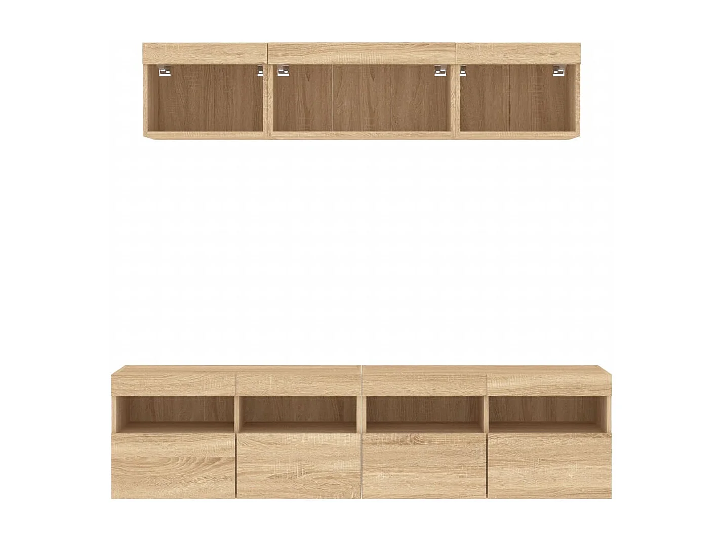 Nourdin  5-delige Tv-wandmeubelset met LED bewerkt hout sonoma eiken