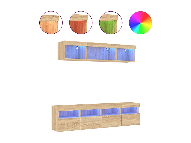 Nourdin  5-delige Tv-wandmeubelset met LED bewerkt hout sonoma eiken