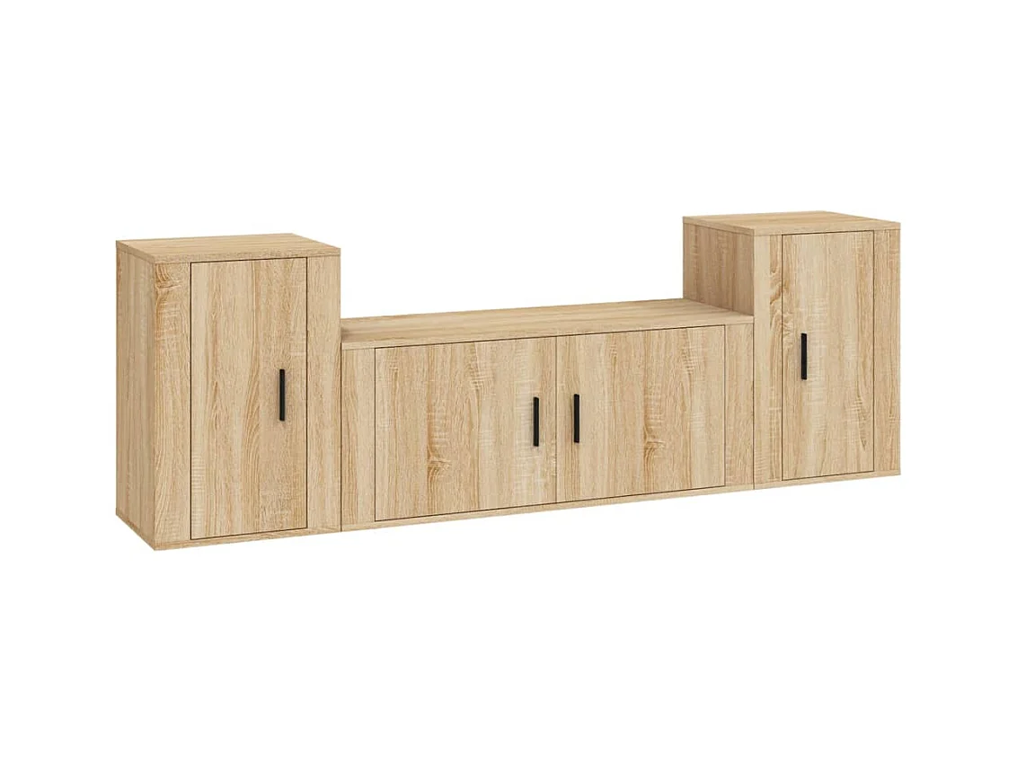 Leo  Ensemble de meubles TV 3 pcs Chêne sonoma Bois d'ingénierie