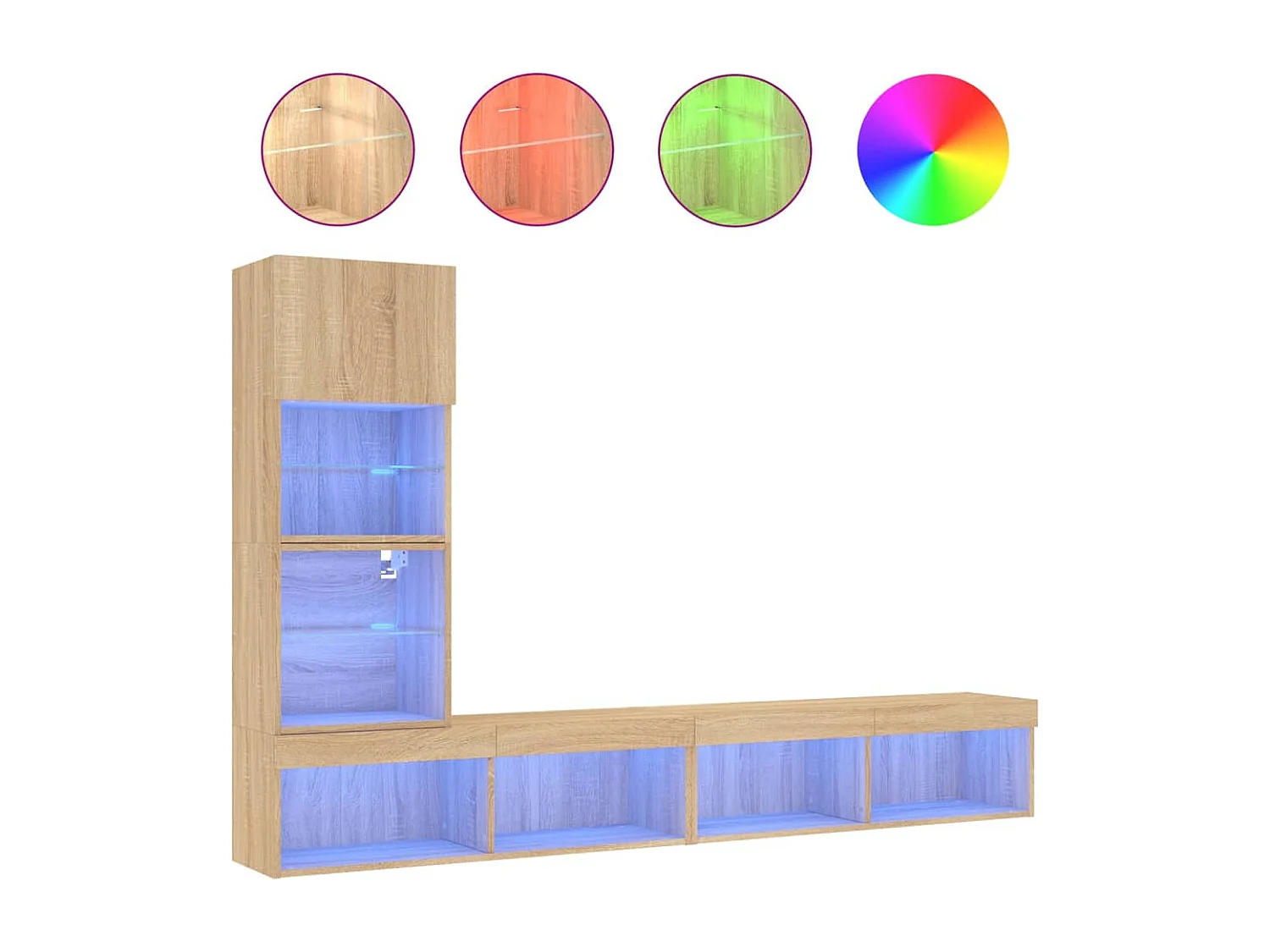 Kälviä  Unités murales TV avec LED 4 pcs chêne sonoma bois d'ingénierie