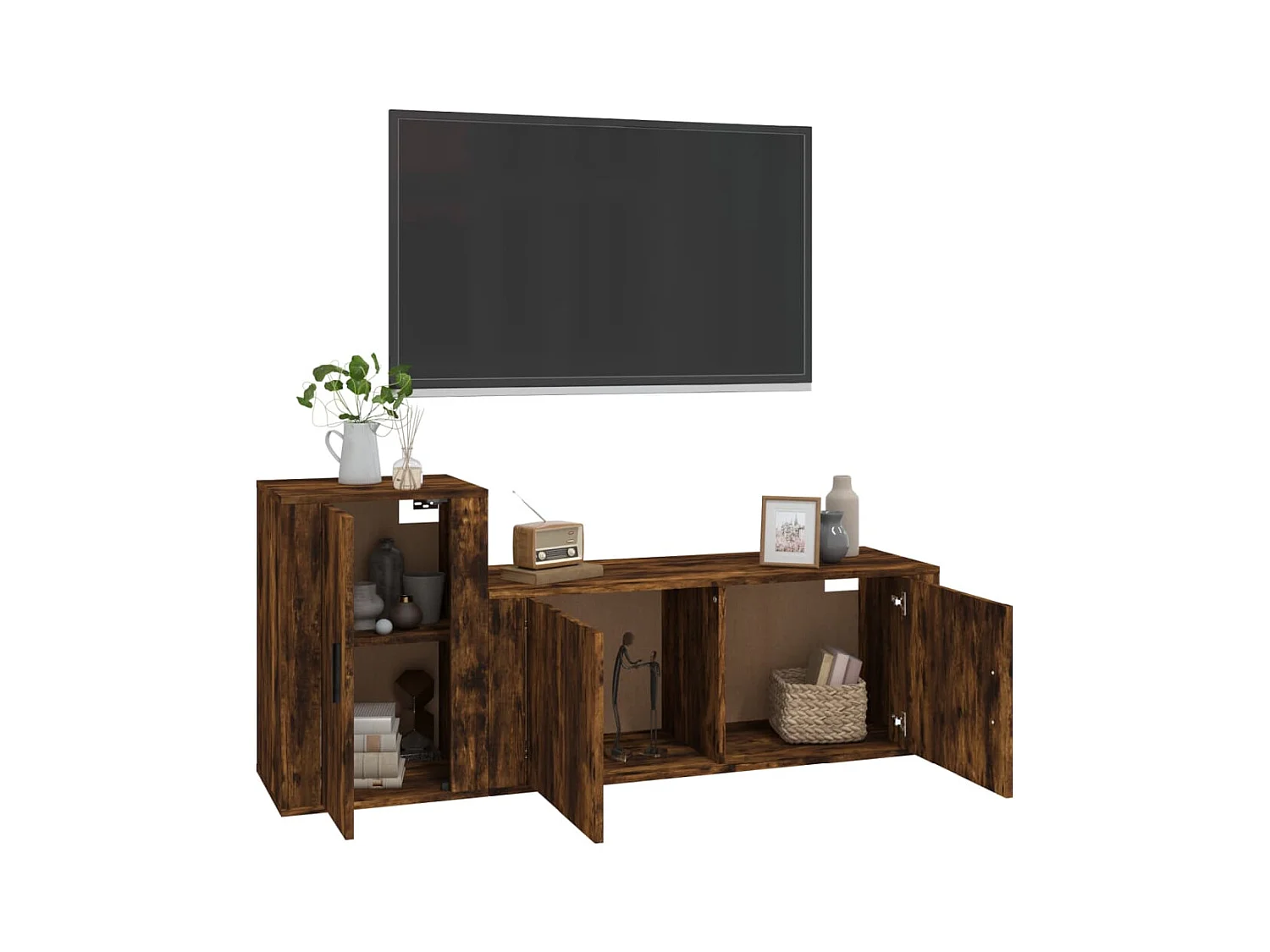 Sissel  Set de muebles de TV 2 pzas madera contrachapada roble ahumado