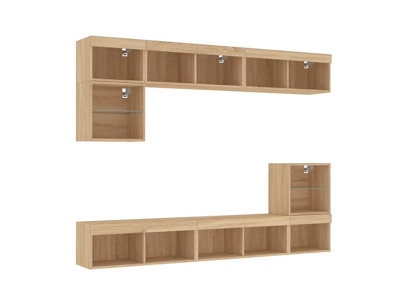 Calira  Unités murales TV avec LED 8 pcs chêne sonoma bois d'ingénierie