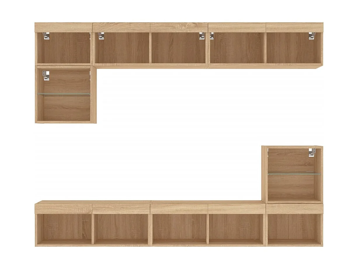 Calira  Unités murales TV avec LED 8 pcs chêne sonoma bois d'ingénierie