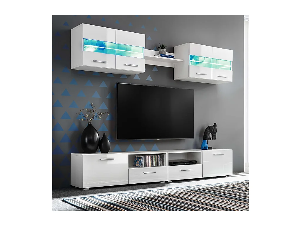 Ulnar  Ensemble Meuble mural TV 5 pcs lumières LED Haute Brillance