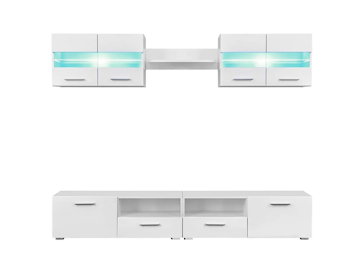 Ulnar  Ensemble Meuble mural TV 5 pcs lumières LED Haute Brillance