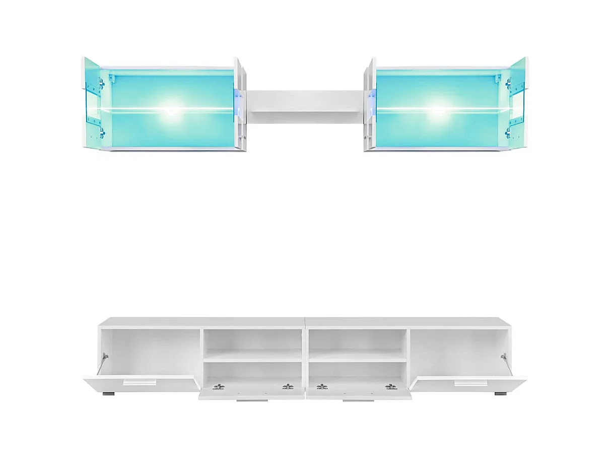 Ulnar  Ensemble Meuble mural TV 5 pcs lumières LED Haute Brillance