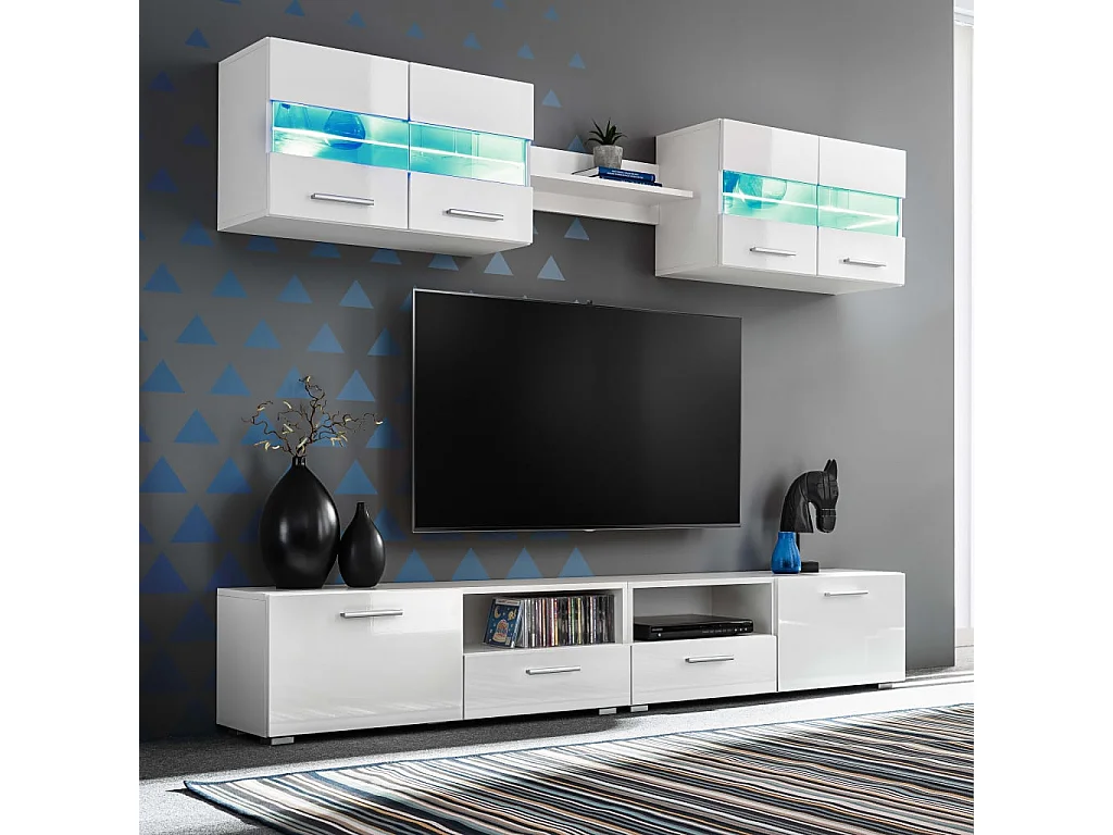 Ulnar  Ensemble Meuble mural TV 5 pcs lumières LED Haute Brillance