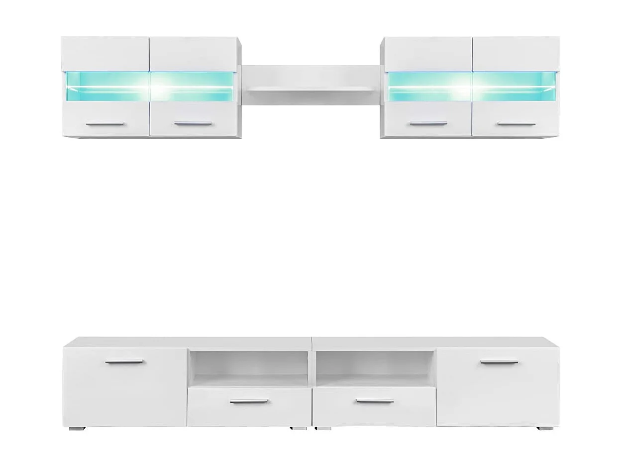 Ulnar  Ensemble Meuble mural TV 5 pcs lumières LED Haute Brillance