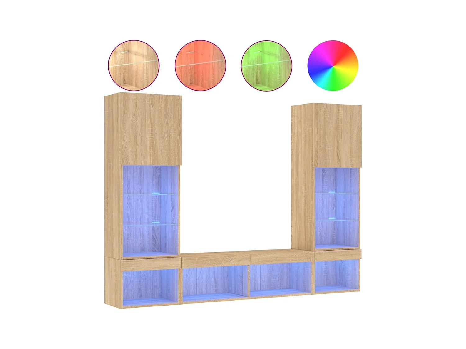 Claire-Anne-Élise  Unités murales TV avec LED 5 pcs chêne sonoma bois d'ingénierie