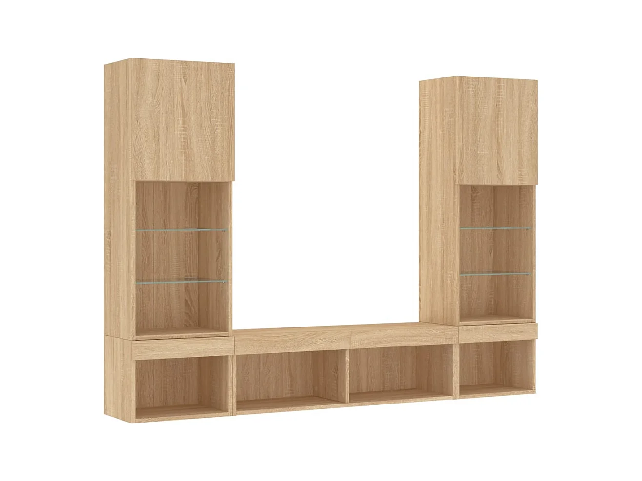 Claire-Anne-Élise  Unités murales TV avec LED 5 pcs chêne sonoma bois d'ingénierie