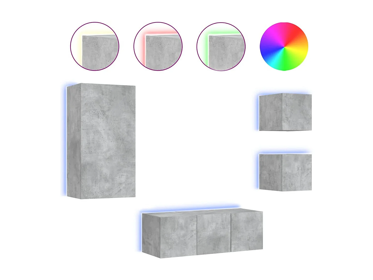 Sart-Saint-Laurent  Unités murales TV avec LED 5 pcs gris béton bois d'ingénierie