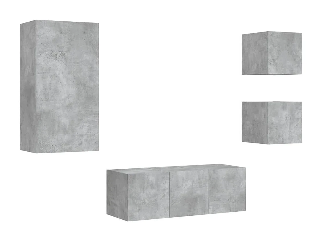 Sart-Saint-Laurent  Unités murales TV avec LED 5 pcs gris béton bois d'ingénierie