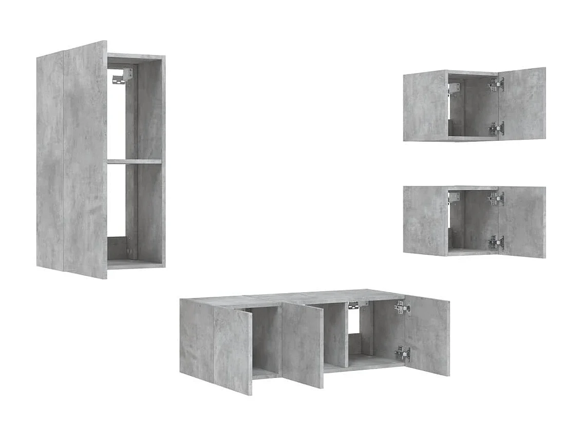 Sart-Saint-Laurent  Unités murales TV avec LED 5 pcs gris béton bois d'ingénierie