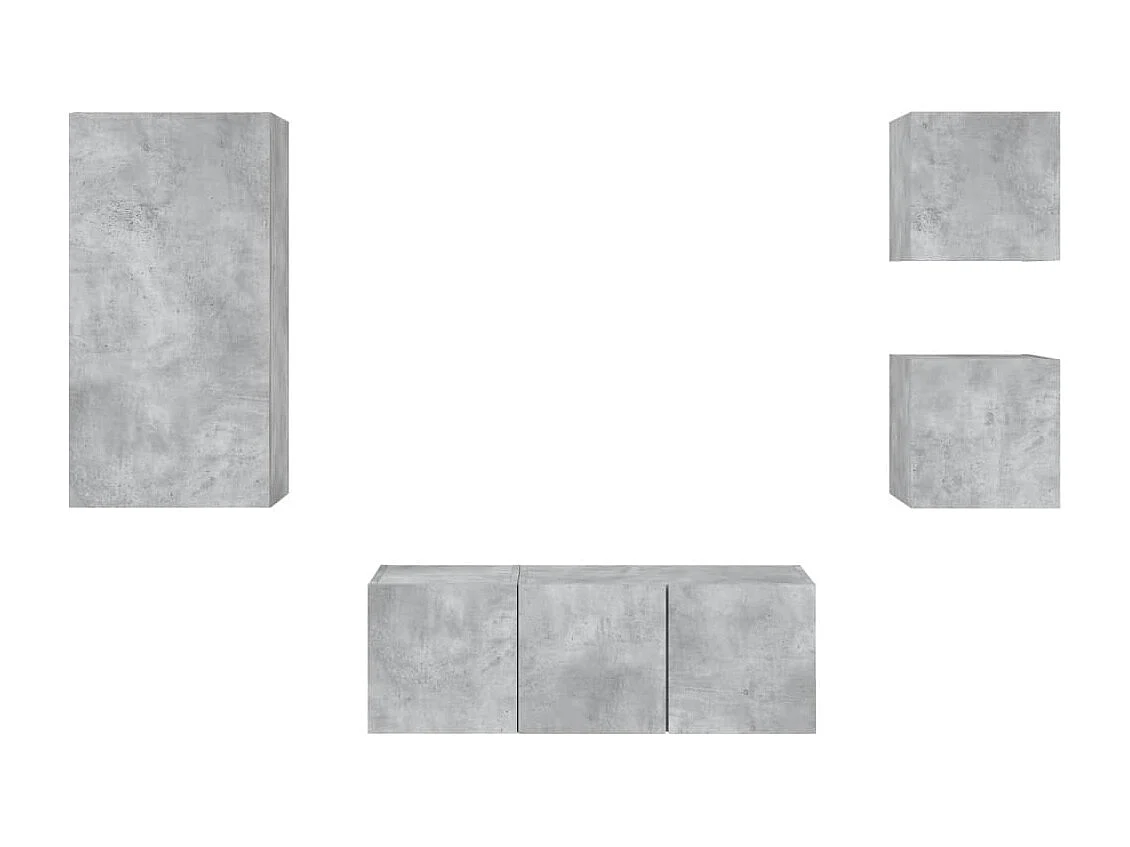 Sart-Saint-Laurent  Unités murales TV avec LED 5 pcs gris béton bois d'ingénierie