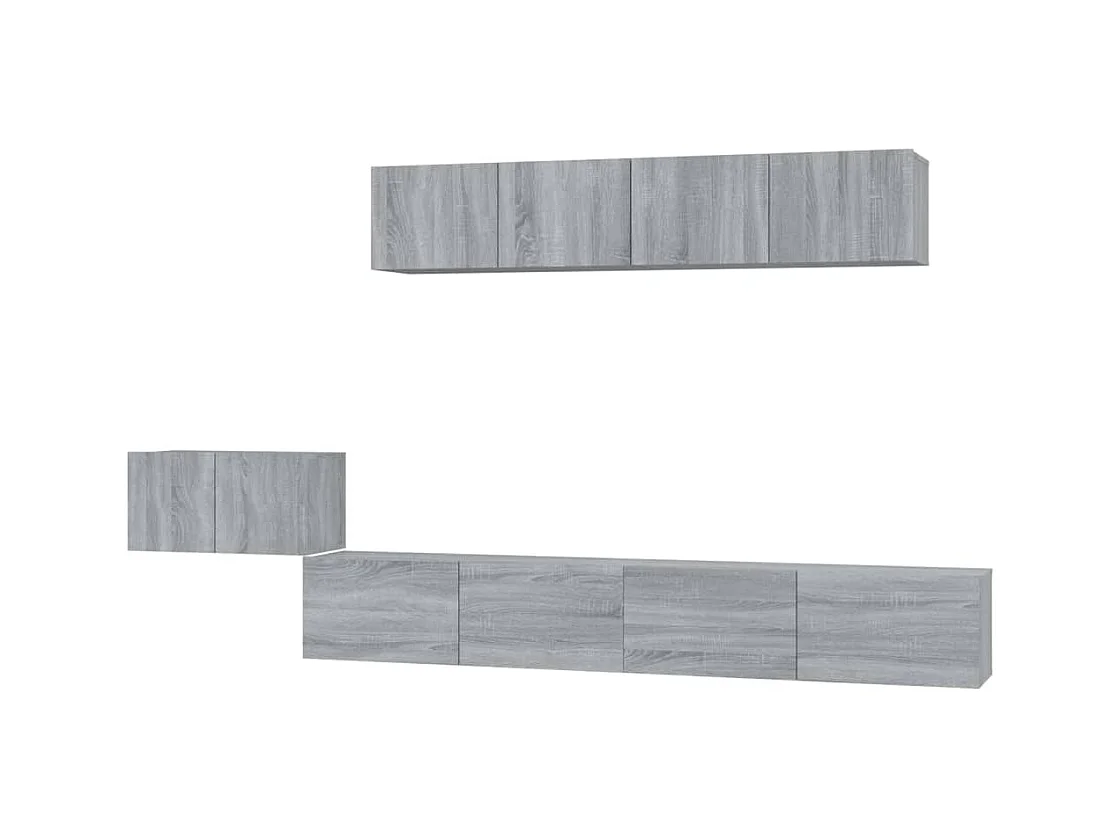 Henriëtte  5-delige Tv-meubelset bewerkt hout grijs sonoma eikenkleurig