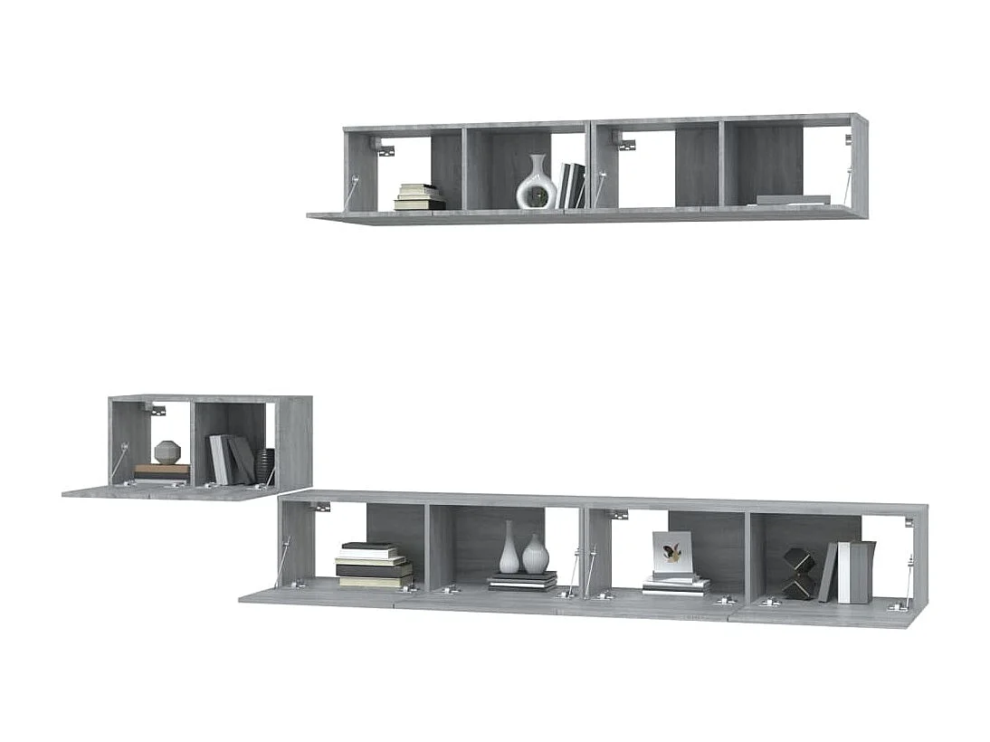 Henriëtte  Set de muebles para TV 5 pzas madera contrachapada gris Sonoma