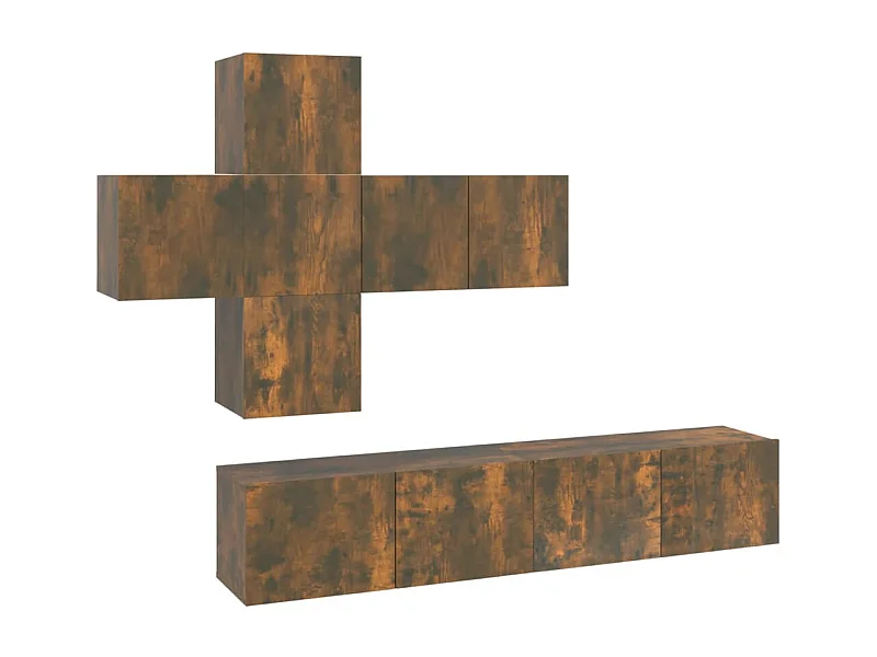 Evangelina  Ensemble de meubles TV 7 pcs Chêne fumé Bois d'ingénierie